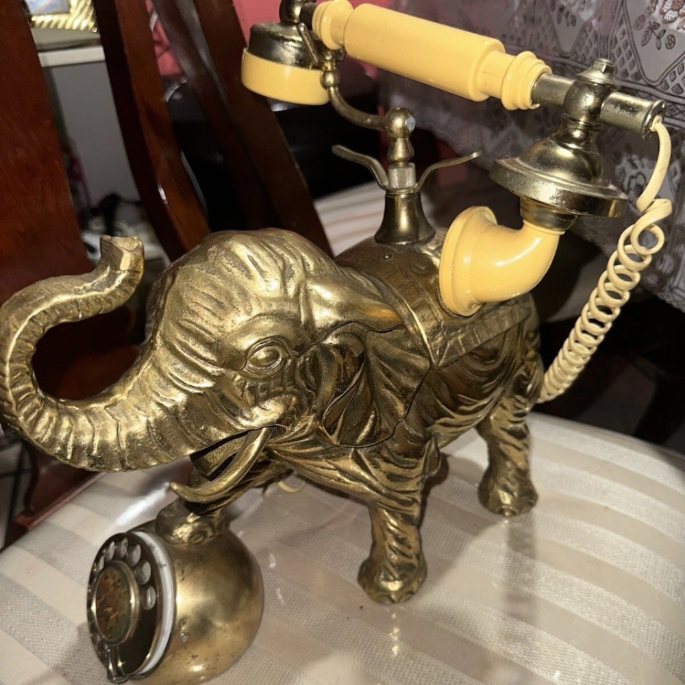 Vintage Brass Elephant Telephone